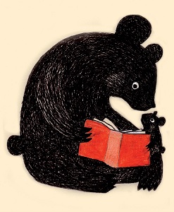 illustration ours noir qui lit à son petit